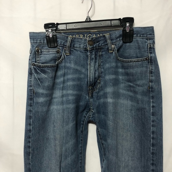 American Eagle Blue Jeans Mens 30x34 Original Straight Medium Wash Distressed - Picture 3 of 7